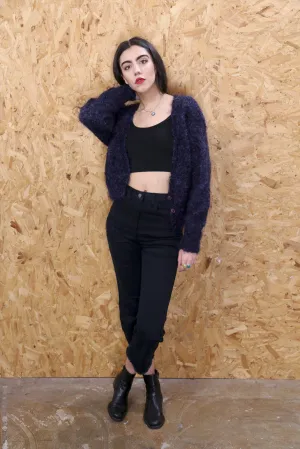 80s Purple Mohair Cardigan