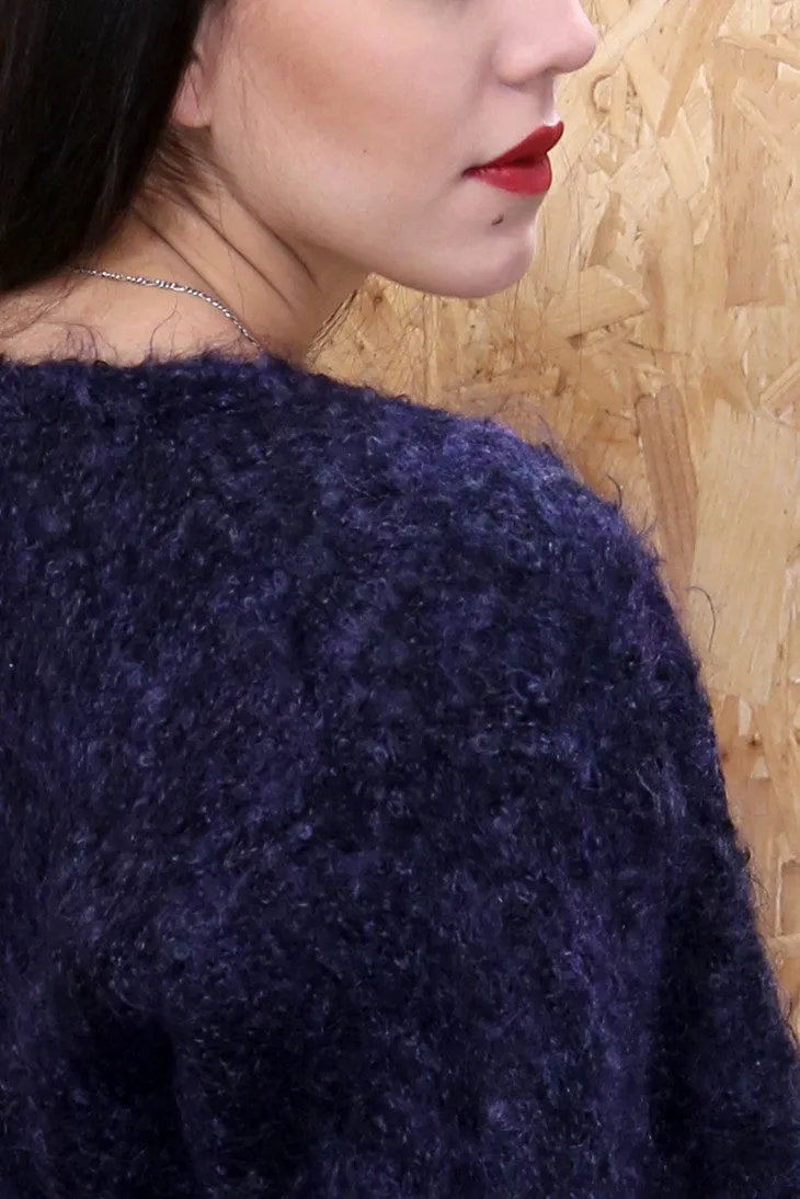 80s Purple Mohair Cardigan