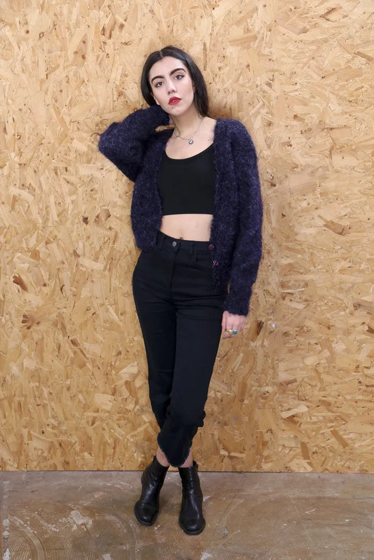80s Purple Mohair Cardigan