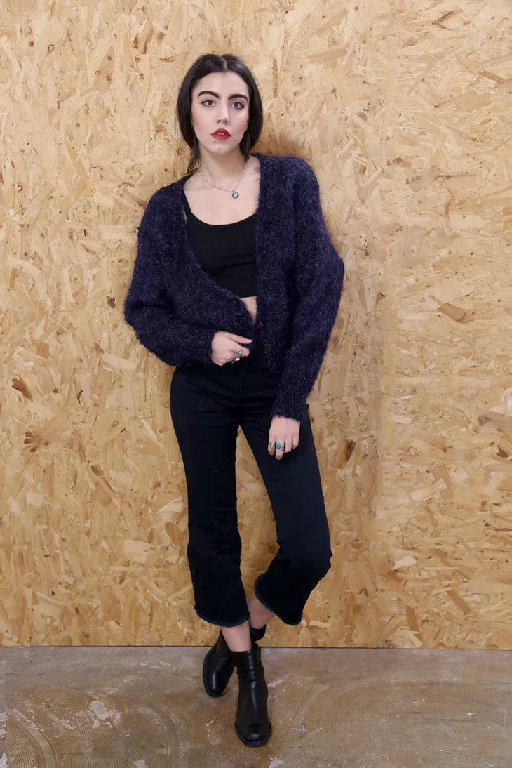 80s Purple Mohair Cardigan
