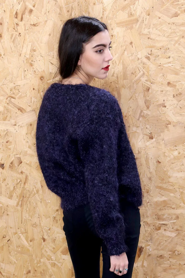 80s Purple Mohair Cardigan