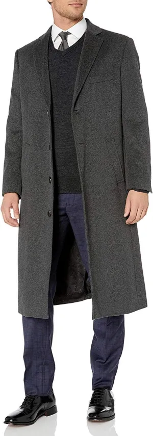 Adam Baker Men's Overcoat Single & Double Breasted Luxury Wool/Cashmere Full Length Topcoat