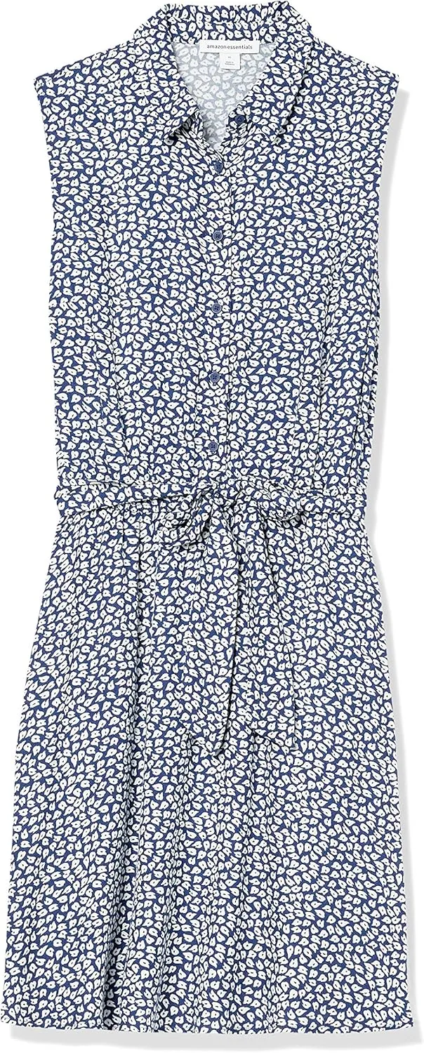 Amazon Essentials Women's Sleeveless Relaxed-Fit Woven Shirt Dress