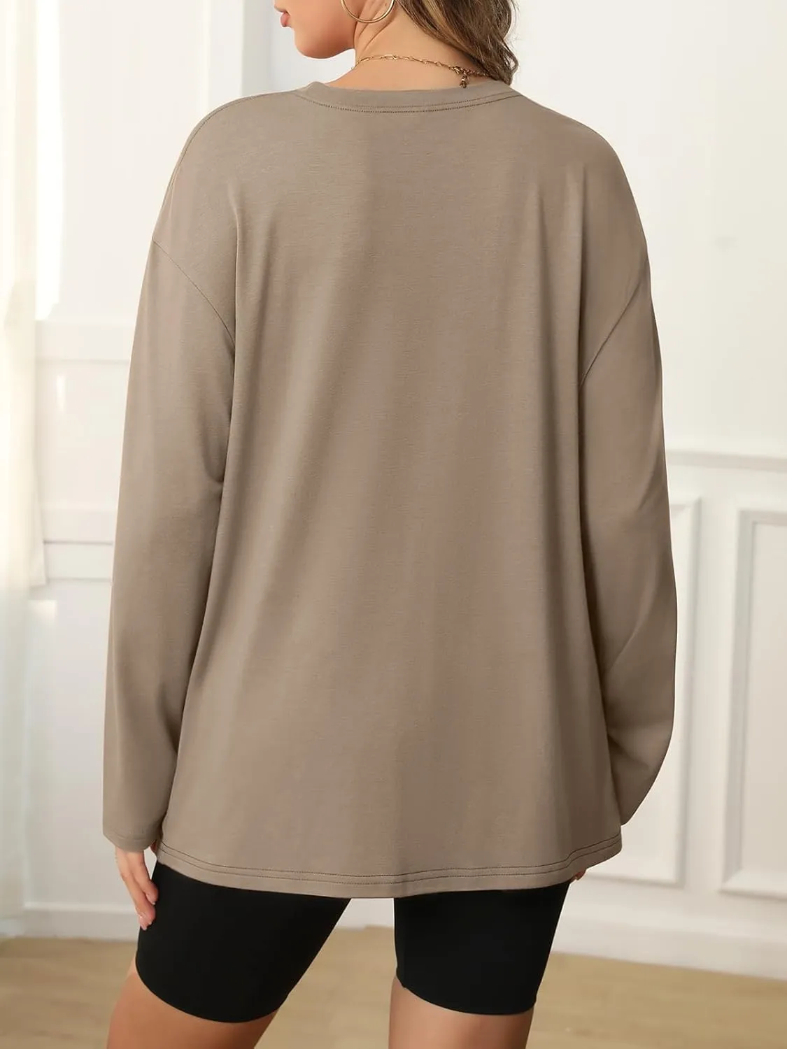 ATHMILE Womens Oversized Long Sleeve T Shirts Basic Crewneck Tee Fall Tops Casual Workout Fashion Casual Y2K Clothes