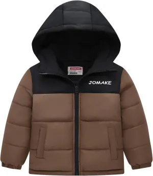 Boys Down Jacket Hood Thick Warm Winter Coat Parka Padded Color Block Outerwear Puffer Water-esistant Jacket