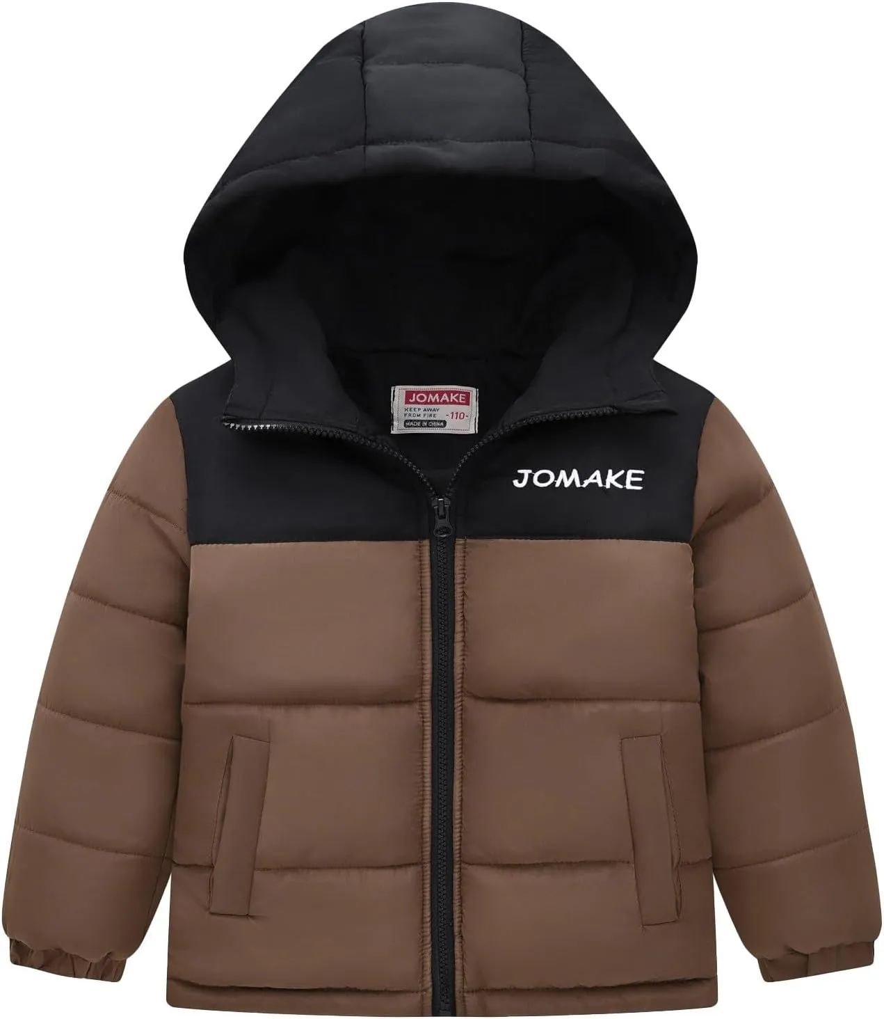 Boys Down Jacket Hood Thick Warm Winter Coat Parka Padded Color Block Outerwear Puffer Water-esistant Jacket