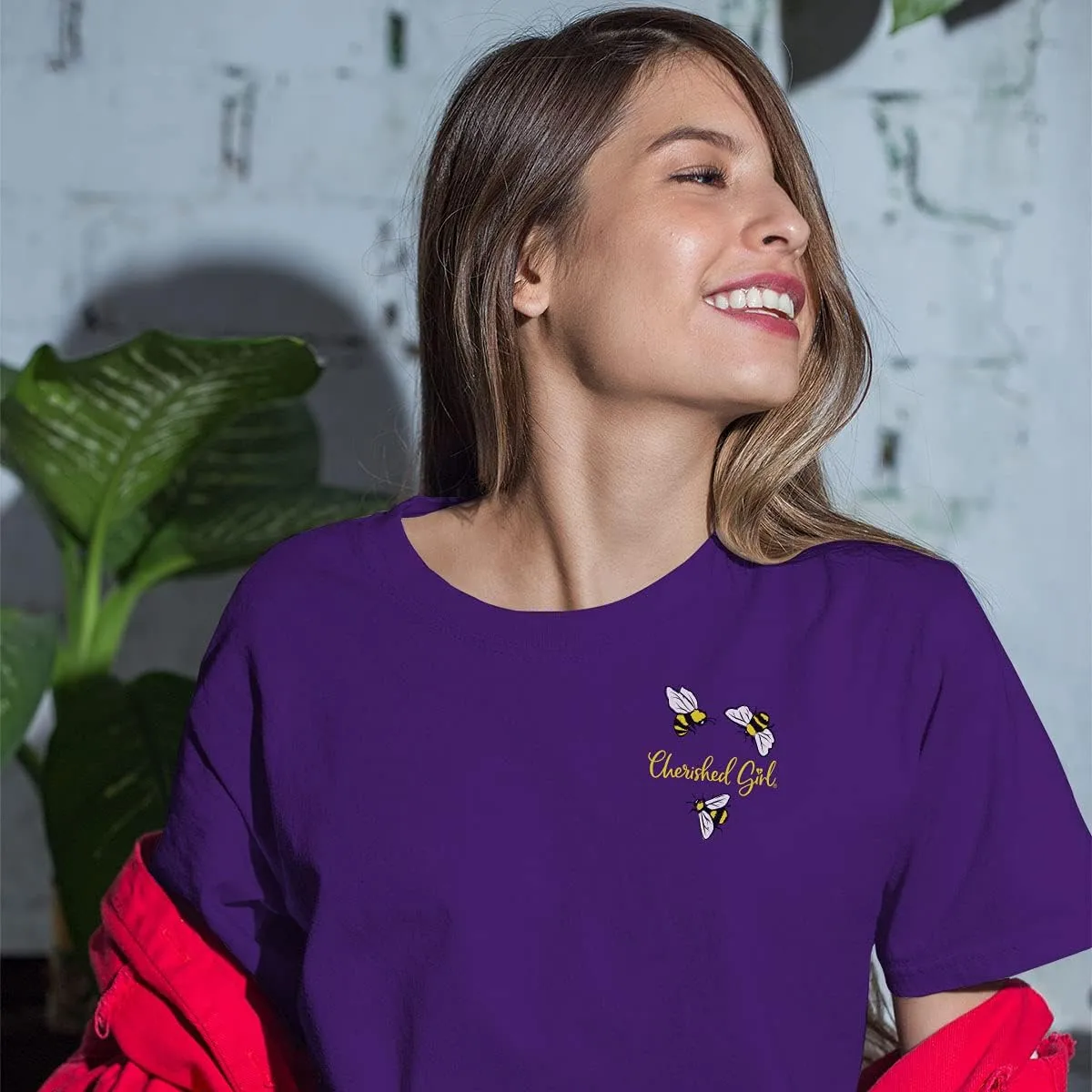 Cherished Girl Kerusso Shine Like The Sun Sunflower Purple Cotton Crew Neck T-Shirt, Small