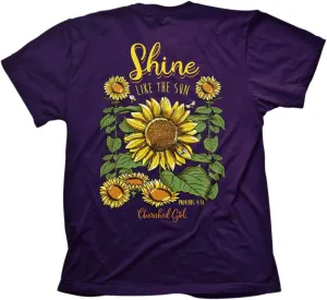 Cherished Girl Kerusso Shine Like The Sun Sunflower Purple Cotton Crew Neck T-Shirt, Small