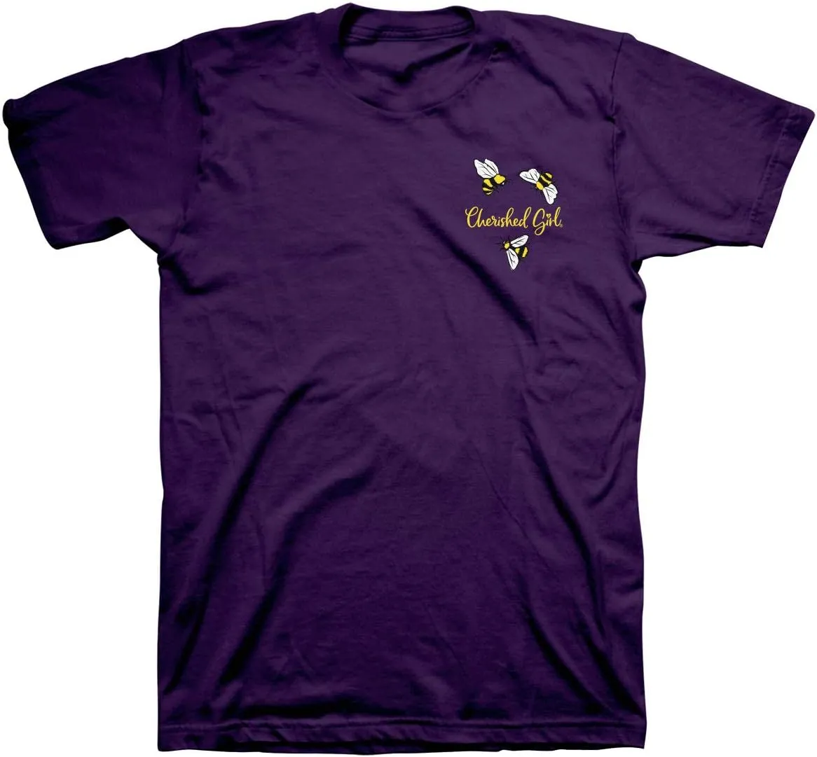 Cherished Girl Kerusso Shine Like The Sun Sunflower Purple Cotton Crew Neck T-Shirt, Small