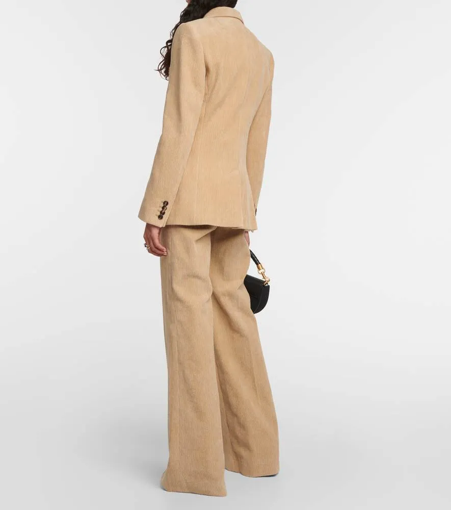 CHLOÉ Cotton Corduroy Single Breasted Blazer, Beige
