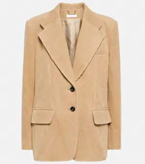CHLOÉ Cotton Corduroy Single Breasted Blazer, Beige