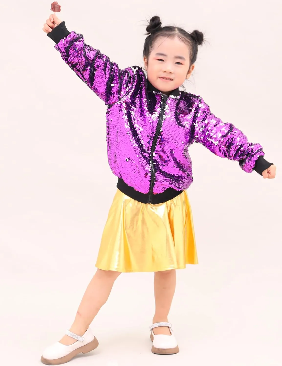 Cilucu Kids Jackets Girls Boys Flip Sequin Zipper Coat Jacket for Toddler Girls Birthday Outerwear Clothes
