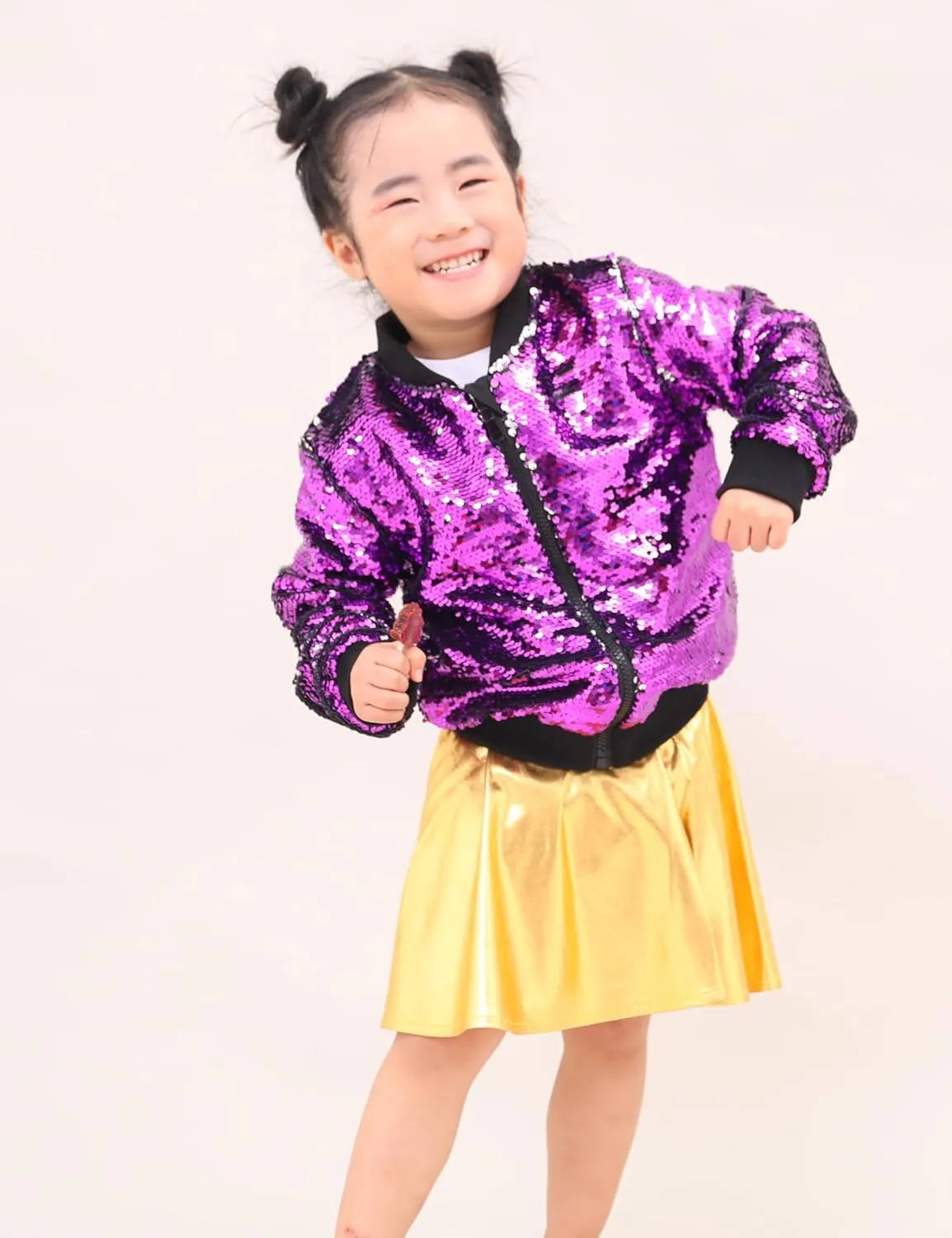 Cilucu Kids Jackets Girls Boys Flip Sequin Zipper Coat Jacket for Toddler Girls Birthday Outerwear Clothes