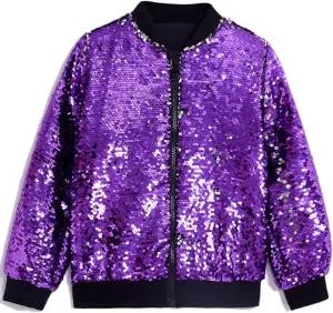 Cilucu Kids Jackets Girls Boys Flip Sequin Zipper Coat Jacket for Toddler Girls Birthday Outerwear Clothes