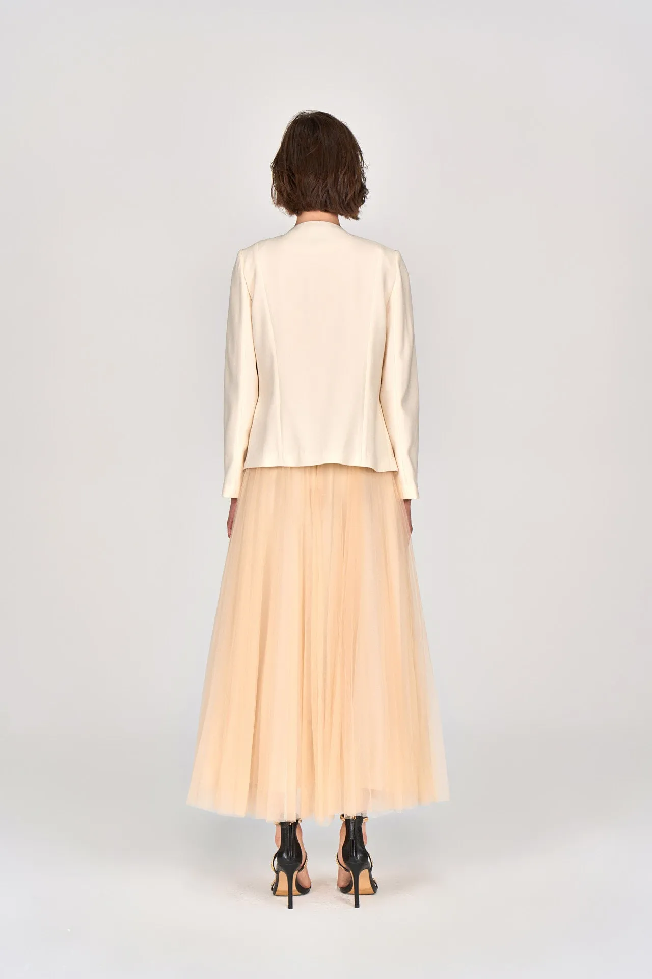 Custard Beaded Crepe Jacket