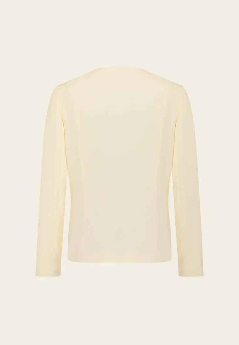 Custard Beaded Crepe Jacket