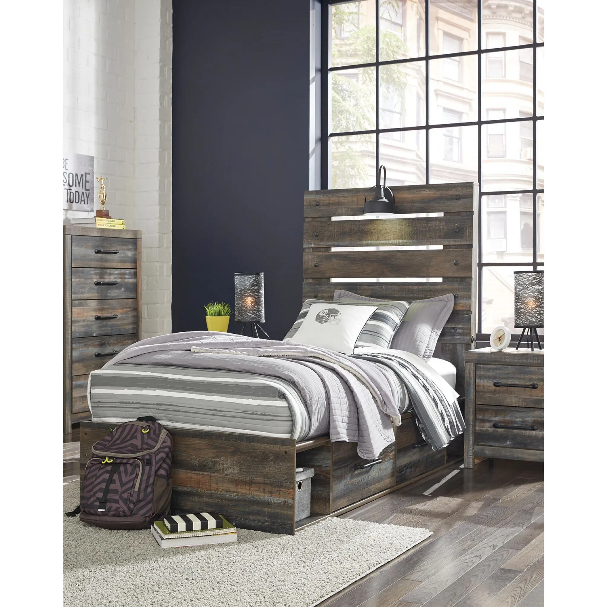 Drystan 5 Piece Panel Bed with 4 Drawer Storage Bedroom
