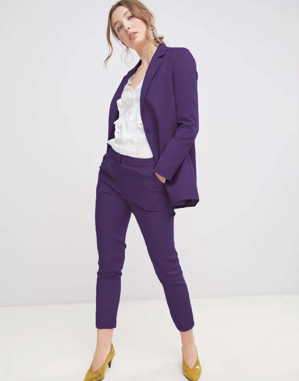 EXTRO&VERT Boyfriend Blazer Jackets for Women Single Button Side Pockets Suit Jacket for Casual Business