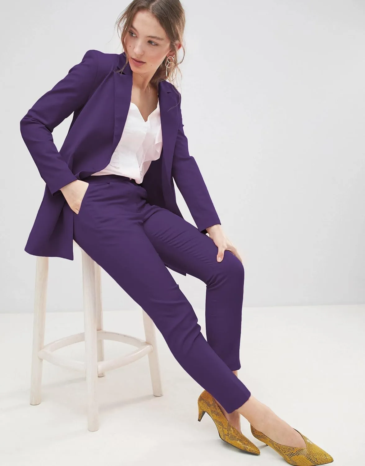 EXTRO&VERT Boyfriend Blazer Jackets for Women Single Button Side Pockets Suit Jacket for Casual Business