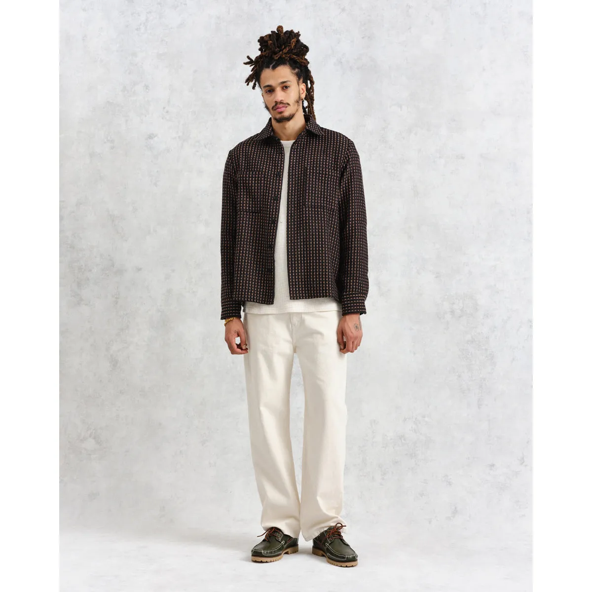Frome Whiting Overshirt | Black / Beige