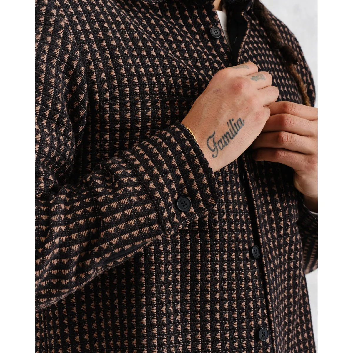 Frome Whiting Overshirt | Black / Beige