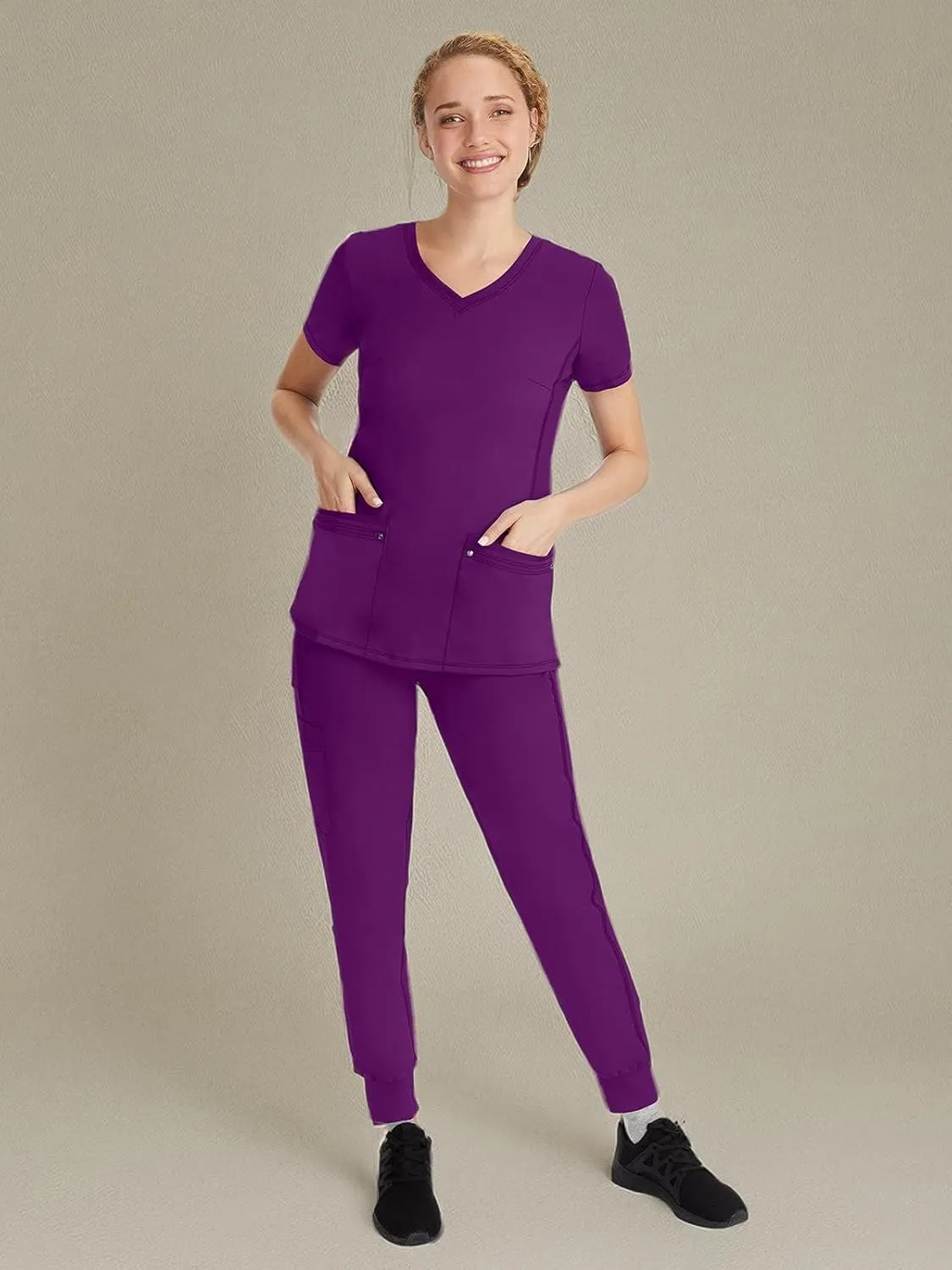 Healing Hands Jogger Scrubs for Women 6 Pocket Tara Scrub Pant 9233 Purple Label