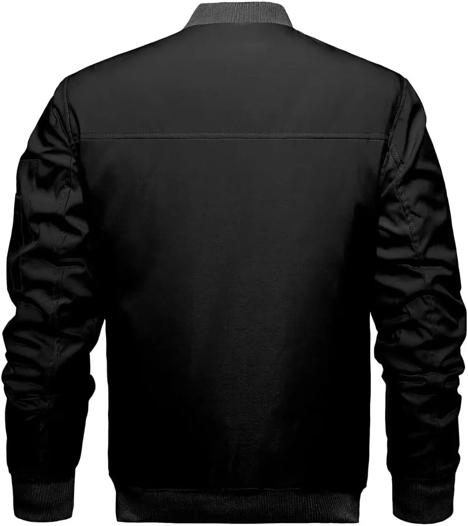 INVACHI Men's Bomber Jacket Lightweight Casual Windbreaker Spring Fall Zip Up Coat with Pocket
