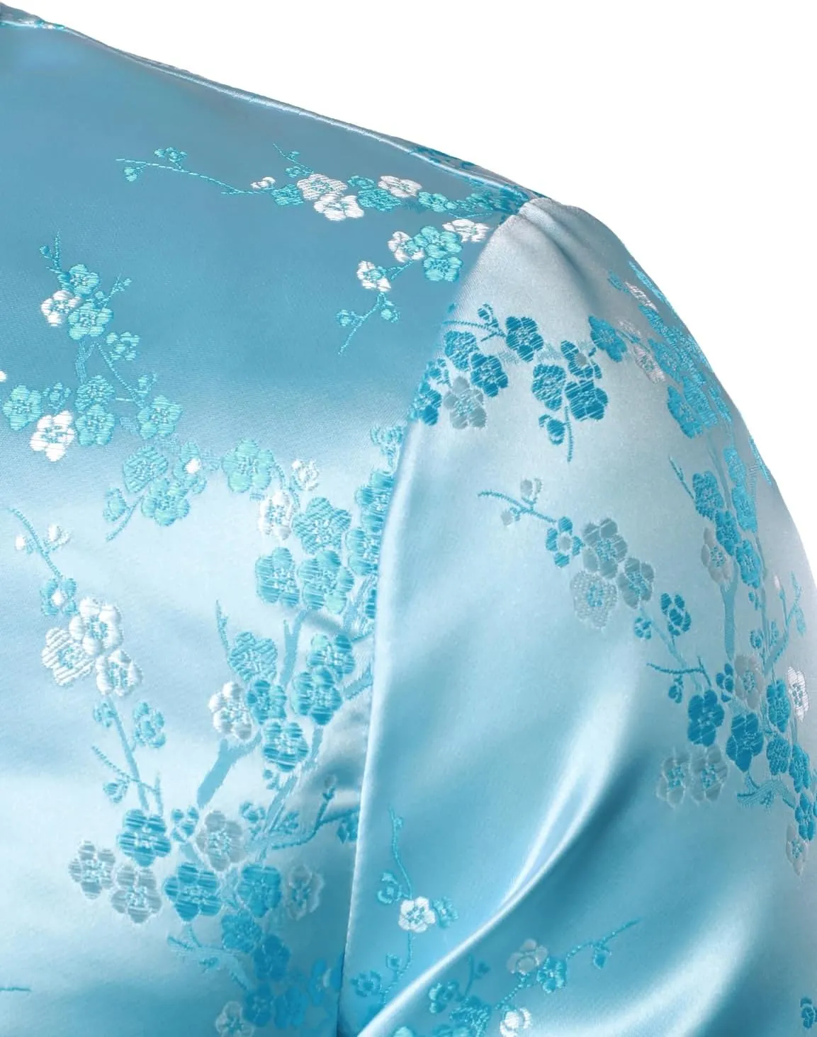 JOGAL Men's Luxury Paisley Floral Embroidered Satin Bomber Jacket