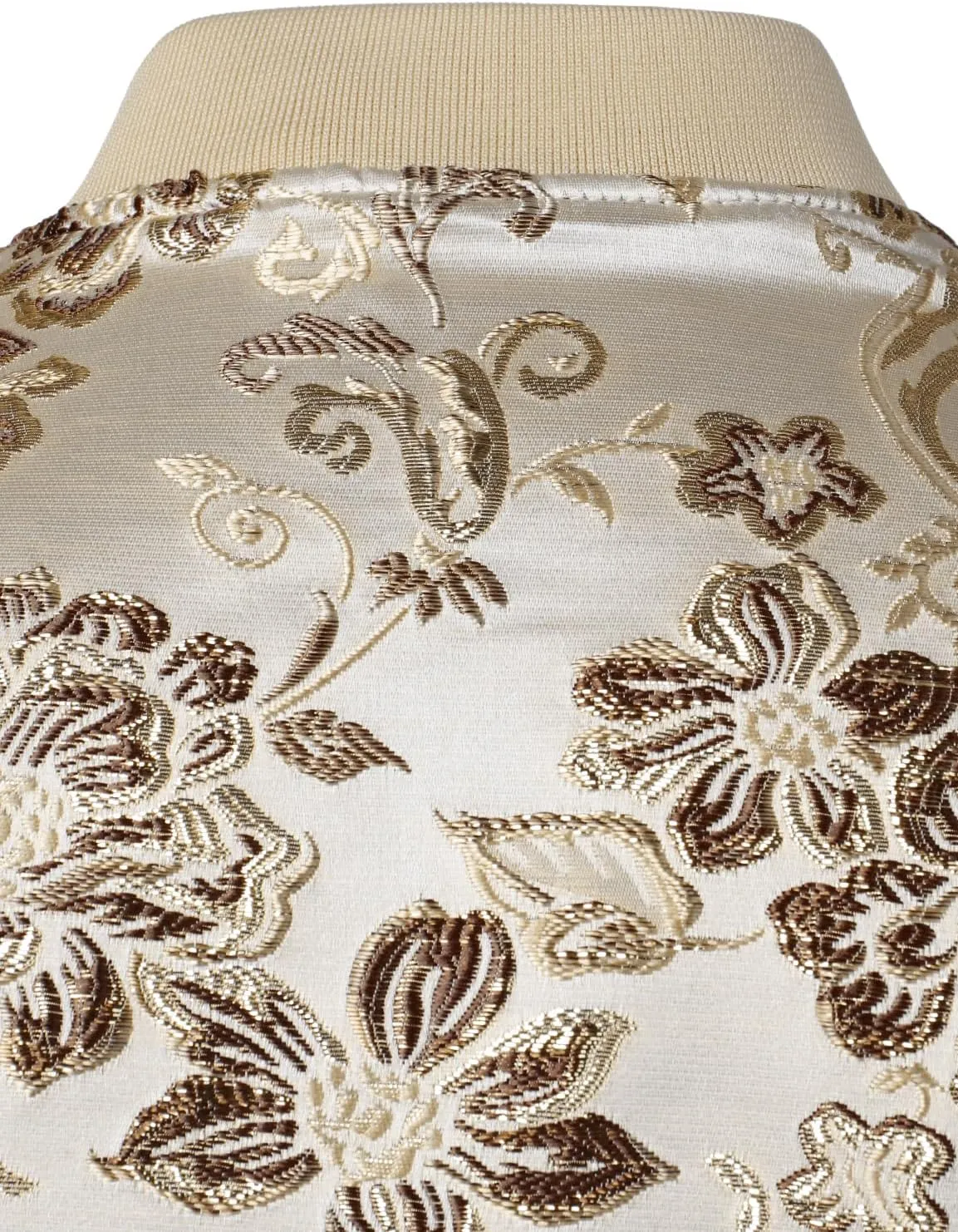 JOGAL Men's Luxury Paisley Floral Embroidered Satin Bomber Jacket