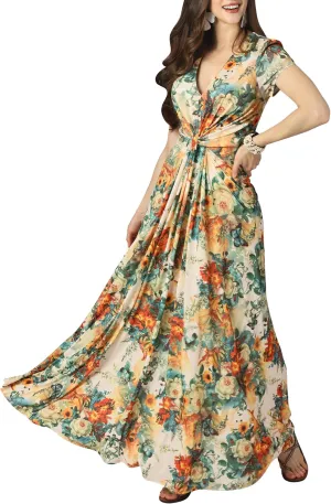 KOH KOH Womens 2025 Long Flowy Cap Sleeve Empire Waist Cocktail Maxi Dress Gown