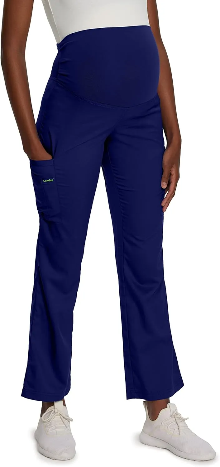 Landau ProFlex Tailored Fit Stretch 3-Pkt Maternity Scrub Pants for Women 2399 True Navy MED