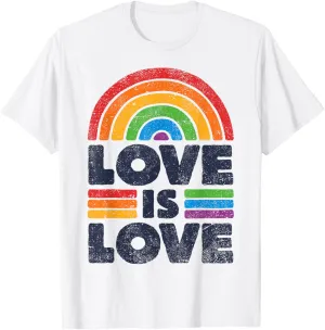 LGBTQ Love Is Love Gay Pride LGBT Ally Rainbow Flag Vintage T-Shirt
