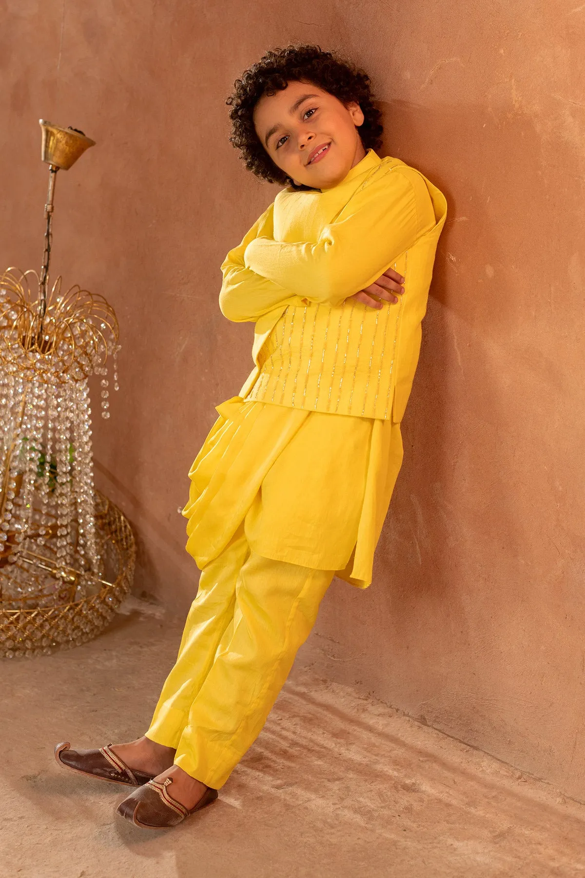 Meherzad -

Embroidered Organic Cotton Dobby

Yellow Nehru Jacket