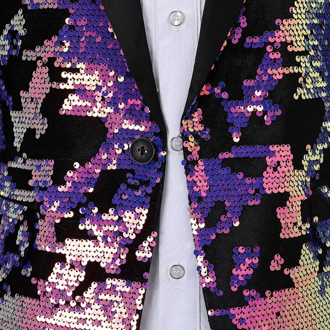 Men Fashion Purple Colorful Velvet Sequins Blazer