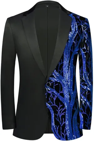 Men Fashion Purple Colorful Velvet Sequins Blazer