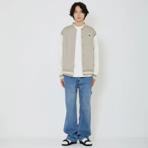 Men Oversized Varsity Jacket - Beige - SM2402036A