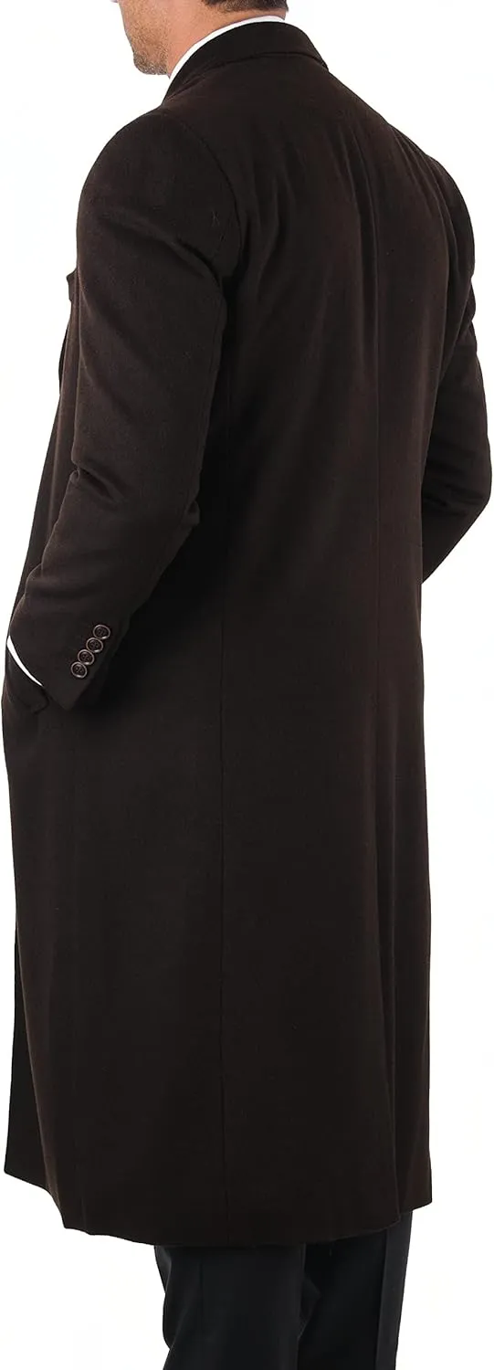 Men's Wool Cashmere Single Breasted Full Length Overcoat Top Coat