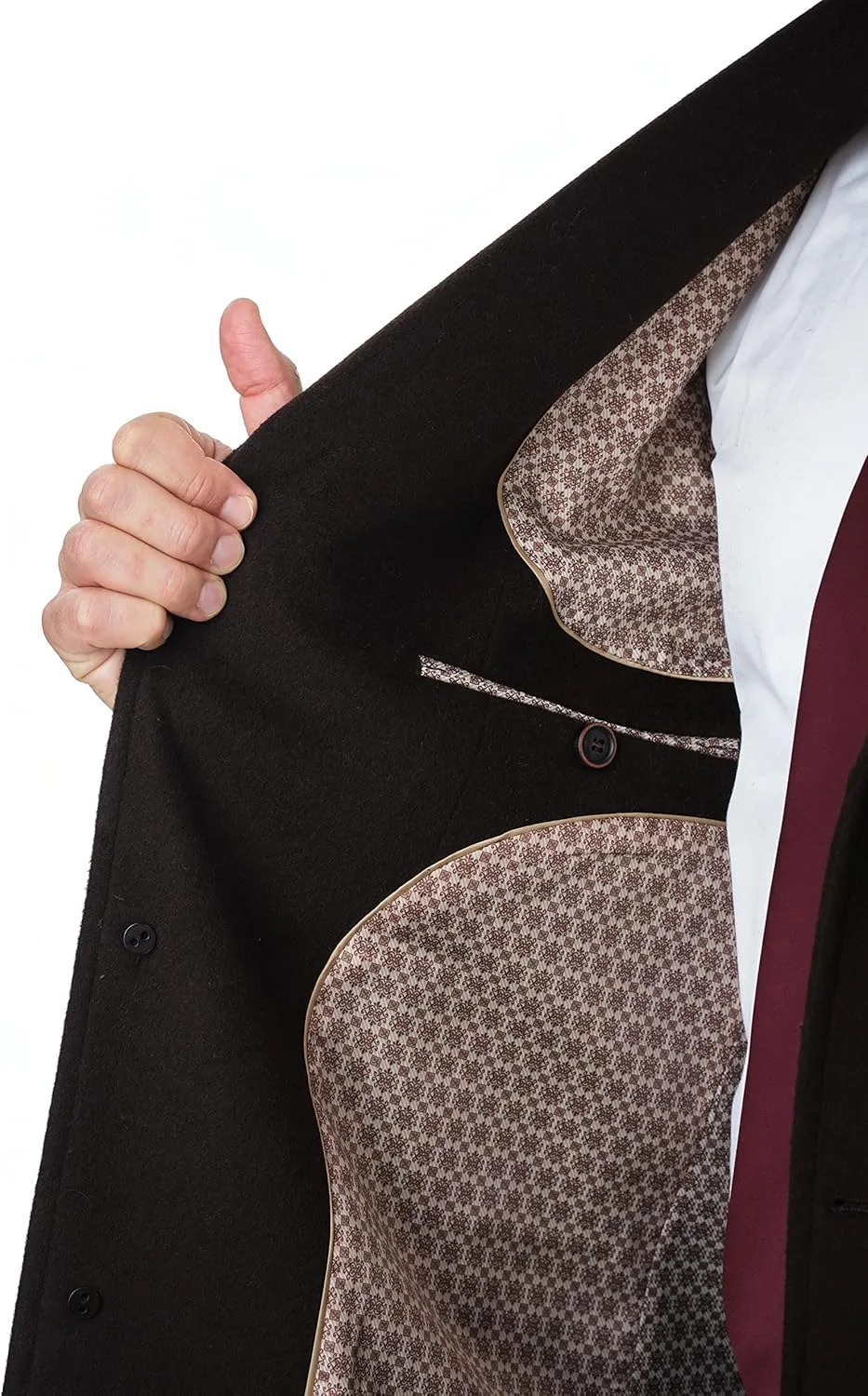Men's Wool Cashmere Single Breasted Full Length Overcoat Top Coat
