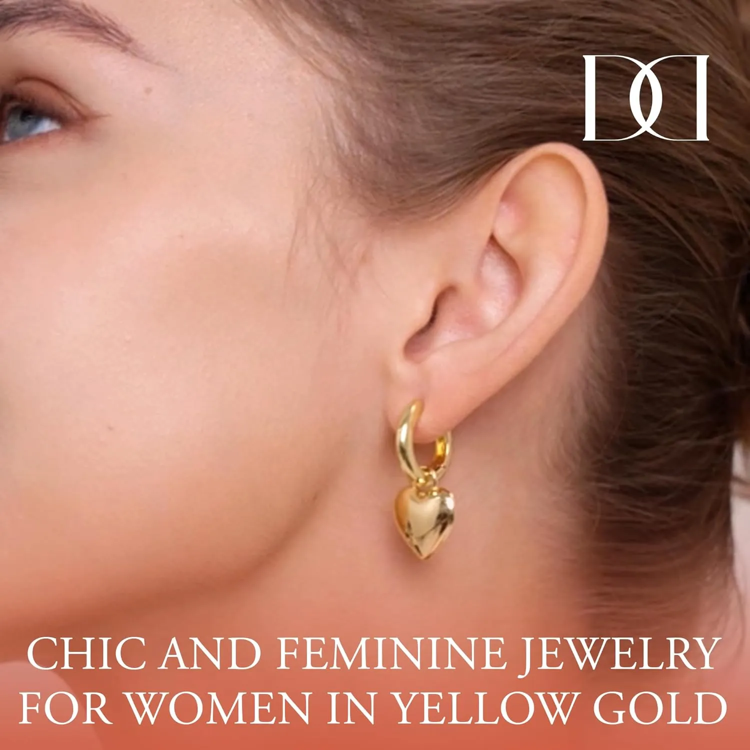 MINDDHA 18K/14K White Gold/Yellow Gold Plated Heart Drop Dangle Huggie Earrings for Women | 925 Sterling Silver Post Love Heart Earrings | Lightweight Jewelry Gift - 30x17mm