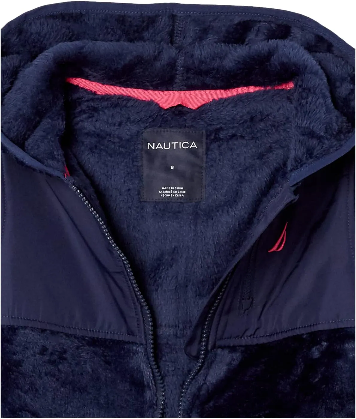 Nautica Girls' Chipie Faux Fur Jacket, Hooded Lightweight Coat with Nylon Yoke, Full-Zip Front