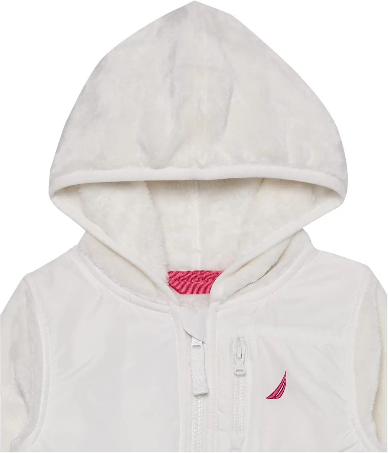 Nautica Girls' Chipie Faux Fur Jacket, Hooded Lightweight Coat with Nylon Yoke, Full-Zip Front