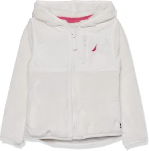Nautica Girls' Chipie Faux Fur Jacket, Hooded Lightweight Coat with Nylon Yoke, Full-Zip Front