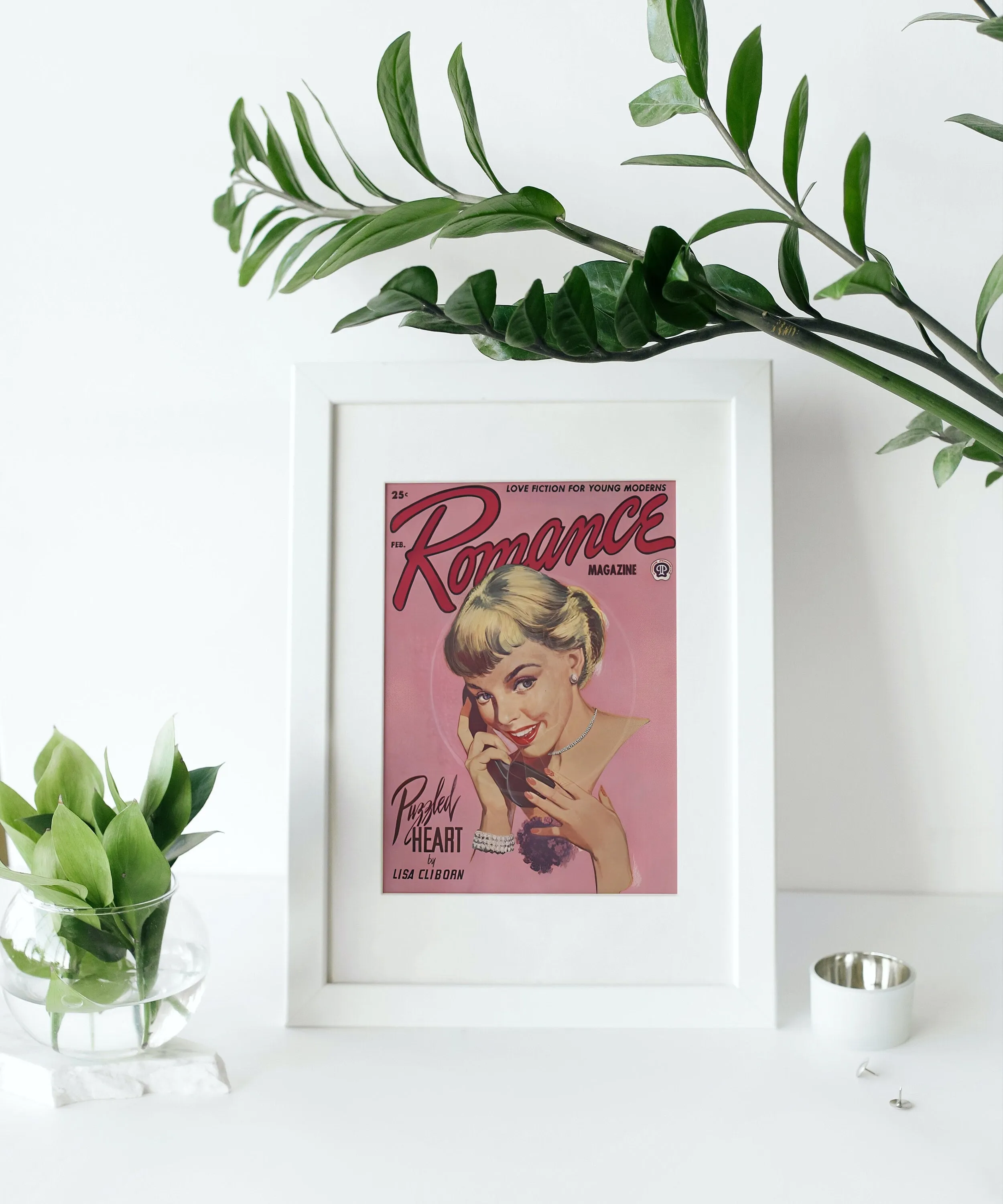 Romance Magazine Poster February PRINTABLE ART, Vintage Pulp Romance Magazine Cover, Vintage Magazine Art Cover, Retro Magazine, Pink Vintage Wall Art