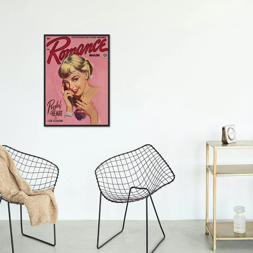 Romance Magazine Poster February PRINTABLE ART, Vintage Pulp Romance Magazine Cover, Vintage Magazine Art Cover, Retro Magazine, Pink Vintage Wall Art