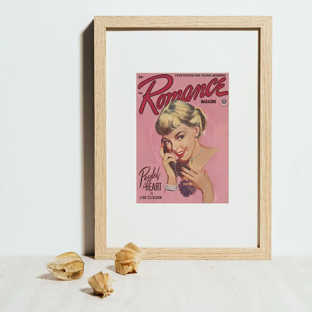 Romance Magazine Poster February PRINTABLE ART, Vintage Pulp Romance Magazine Cover, Vintage Magazine Art Cover, Retro Magazine, Pink Vintage Wall Art