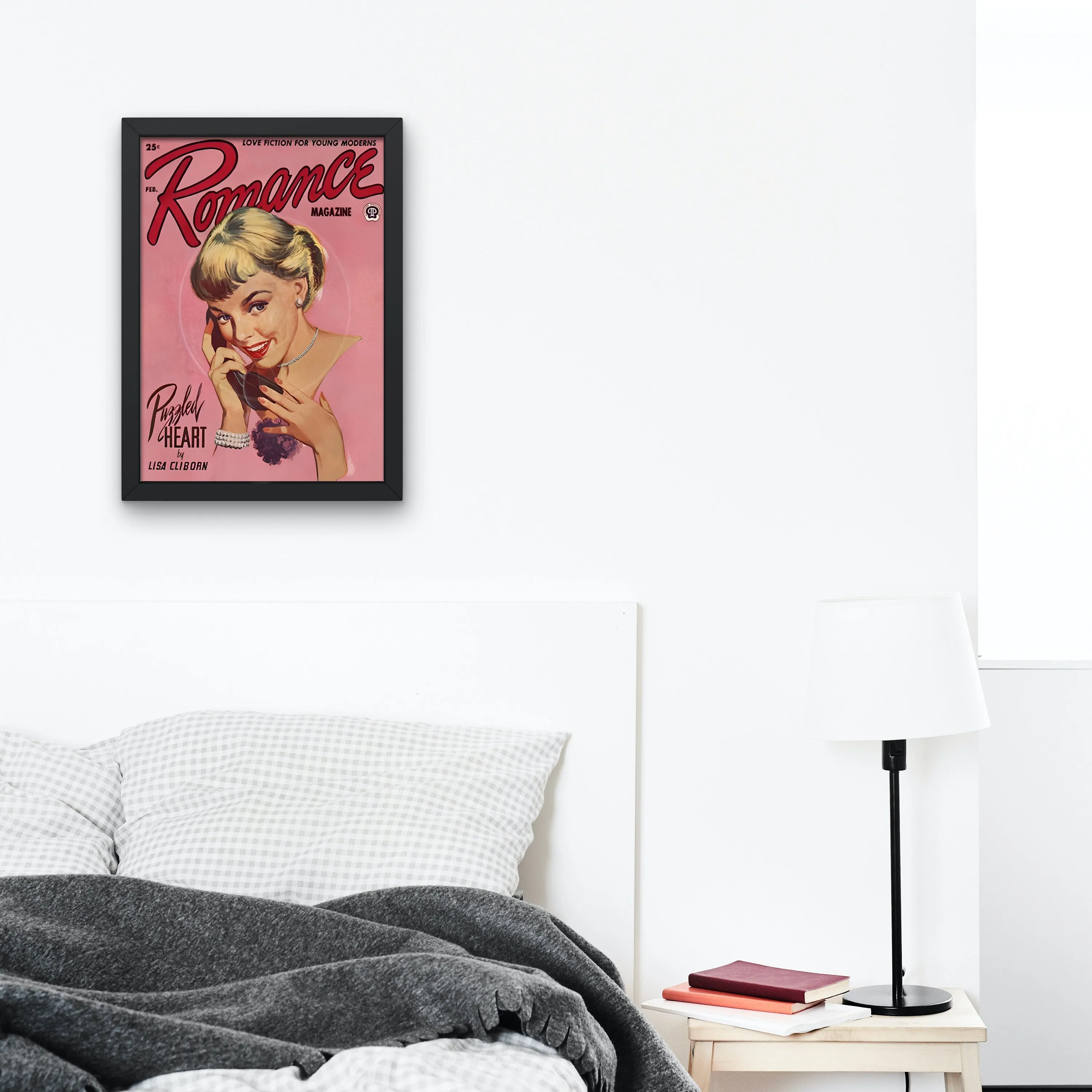 Romance Magazine Poster February PRINTABLE ART, Vintage Pulp Romance Magazine Cover, Vintage Magazine Art Cover, Retro Magazine, Pink Vintage Wall Art
