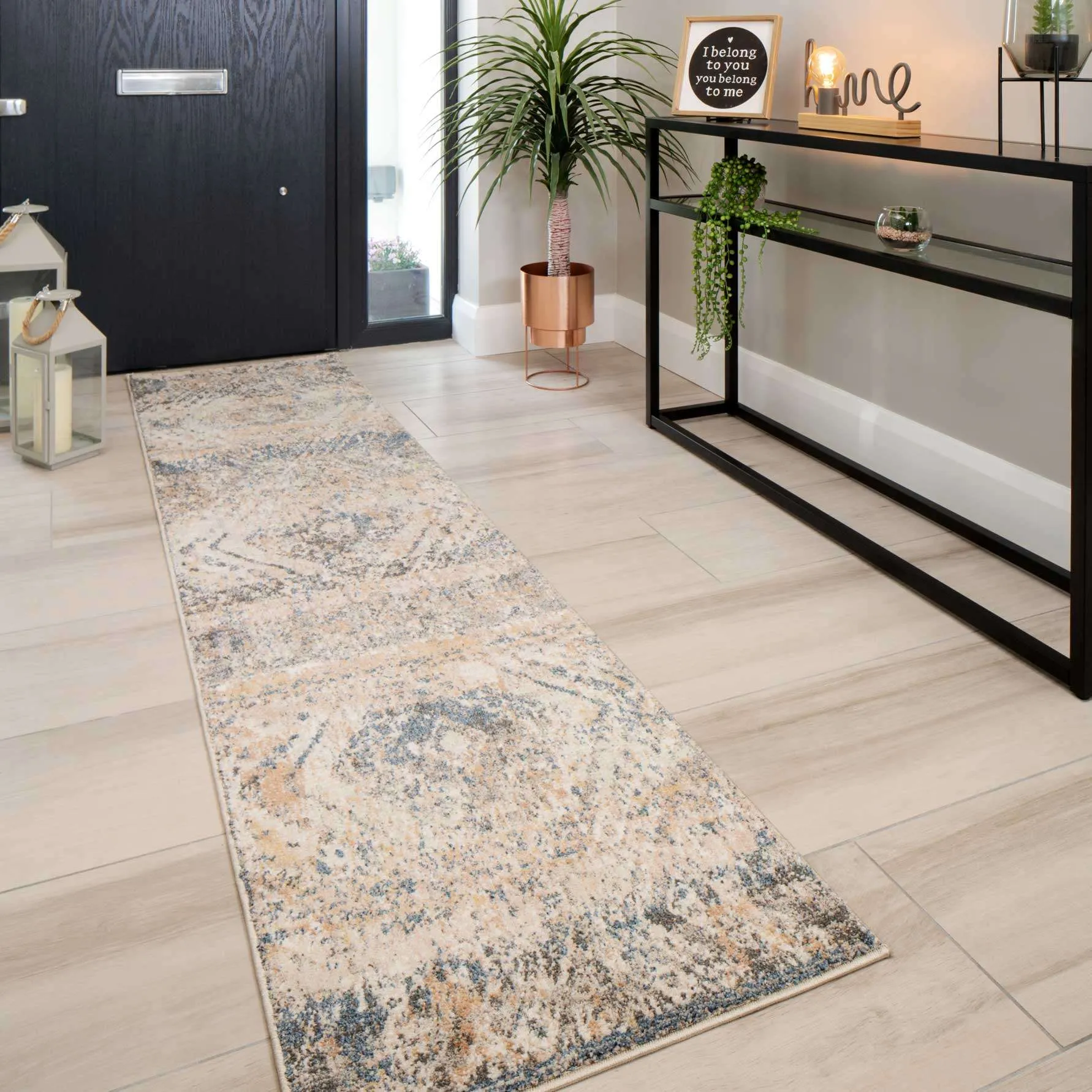 Soft Multicolour Concentric Diamond Runner Rug