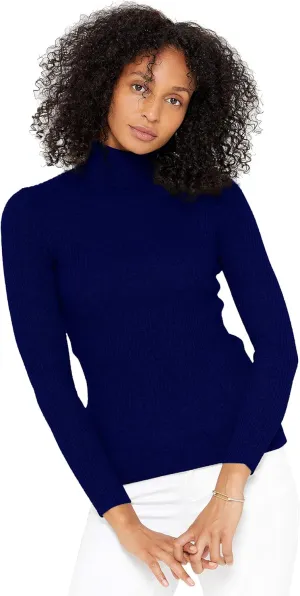 State Cashmere Womens Ribbed Turtleneck Sweater 100% Pure Cashmere Classic Long Sleeve Pullover
