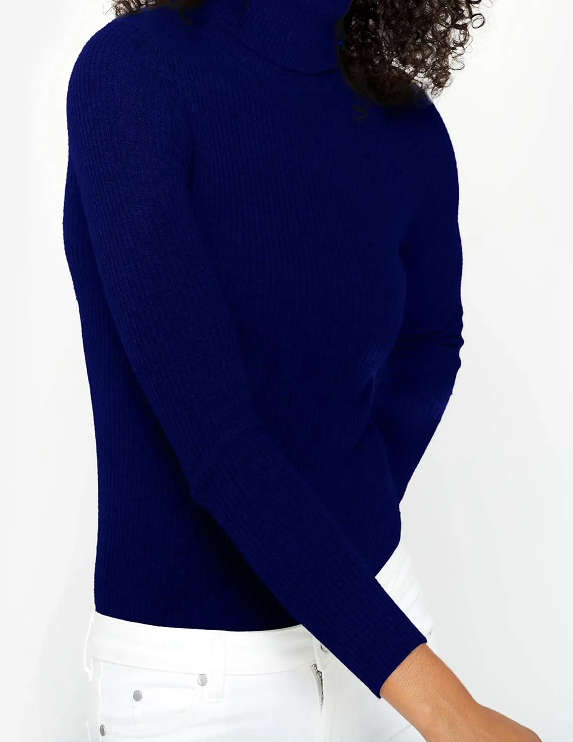 State Cashmere Womens Ribbed Turtleneck Sweater 100% Pure Cashmere Classic Long Sleeve Pullover