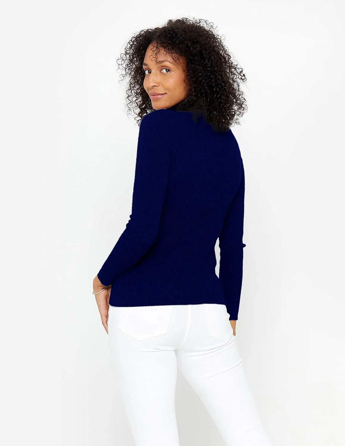 State Cashmere Womens Ribbed Turtleneck Sweater 100% Pure Cashmere Classic Long Sleeve Pullover